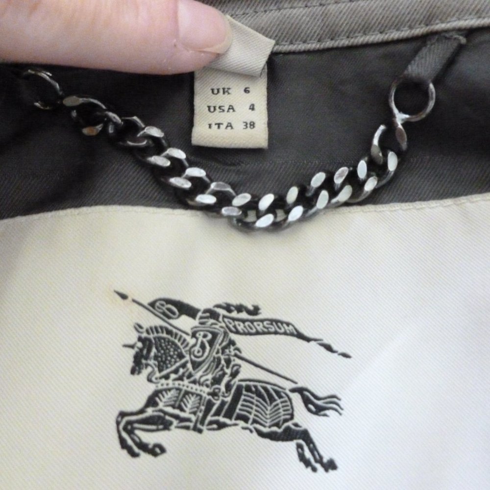Burberry Gray Double-Breasted Trench Coat - Picture 7 of 9